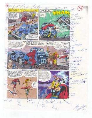 Avengers Color Guide Original Production Art Thor Iron Man Giant-Man | Neat Stuff Vault