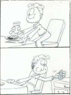 Jim Davis | Garfield - Original ’Sunday’ comic Art - Preliminary gag - (1990) | Catawiki