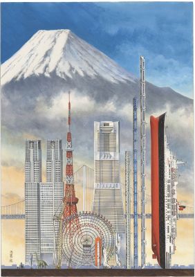 Masami Watanabe Hand-Drawn Color Illustration"Comparing Different Heights" | Mandarake (Big Web)