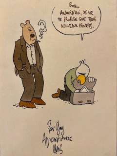 Trondheim, Lewis - 1 Original colour drawing - Autoportrait devant son éditeur - (années 1990) | Catawiki