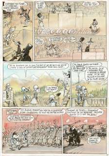 Ptiluc | La véritable histoire vraie, Hitler, planche originale à l’encre de chine et à l’aquarelle pour cet album paru en 2019 chez Dupuis. | Septimus