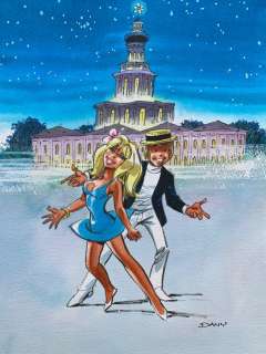 Dany - 1 Original colour drawing - Olivier Rameau - Olivier Rameau et Colombe sous un ciel étoilé | Catawiki