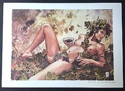 Milo Manara - Print - "La Bacchante" - Original signierter Druck – 70 x 50 cm - 2018 | Catawiki