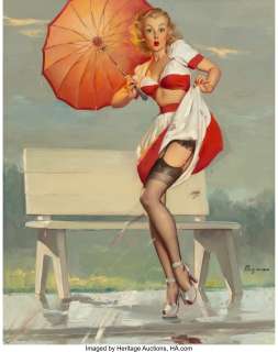 Gil Elvgren (American, 1914-1980) I’ve Been Spotted, 1949 Oil on canvas 30 x 24 inches (76.2 x 61.0 cm) Signed lower... | Heritage