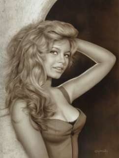 Gennadiy Koufay (Russian, b. 1961). Brigitte Bardot. Airbrush on board. 23-1/2 x 17-1/2 inches (59.7 x 44.5 cm). Signed ...