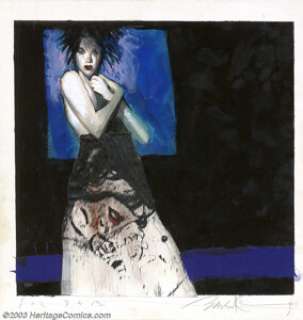 Dave McKean - Original Painting, "Death" (Undated). The little sister of the Sandman is putting on her -