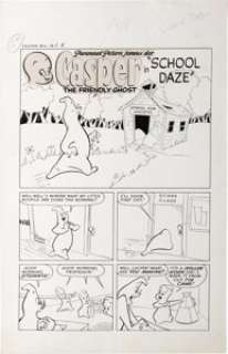 Dave Tendlar - Harvey Comics Hits #61, Complete 6-page Casper Story "School Daze" Original Art -