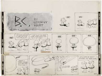 Johnny Hart - B. C. Sunday Comic Strip Original Art, dated 5-24-59 (Field Syndicate, 1959).  Before there was -