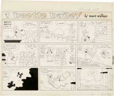 Mort Walker - Beetle Bailey Sunday Comic Strip Original Art, dated 2-4-62 (King Features Syndicate, 1962).  -
