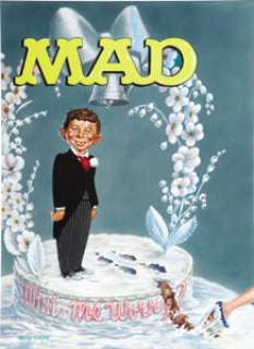 Kelly Freas - Mad #40 "Wedding Cake" Recreation Cover Original Art (undated).  Alfred has his own - | Heritage