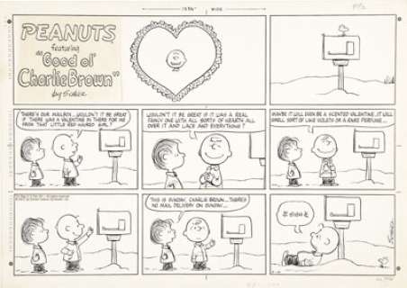 Charles Schulz - Peanuts Sunday Comic Strip Original Art, dated 2-14-71 (United Features Syndicate, 1971). - | Heritage