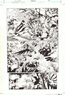 Ivan Reis, Oclair Albert - Blackest Night #4 P.18 - Atom Smasher, Wildcat, Mera, Atom, & Green Lantern (Alan Scott) Action - 2009 Signed
