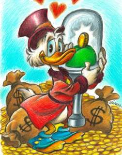Joan Vizcarra - $crooge McDuck and The Number One Dime - Original Drawing - Hand Signed | Catawiki
