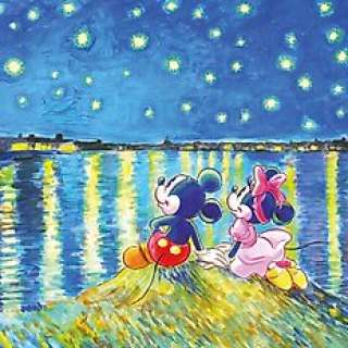 Tony Fernandez - Mickey & Minnie Inspired By Van Gogh’s "Starry Night Over The Rhône" (1888) - Fine Art Giclée | Catawiki