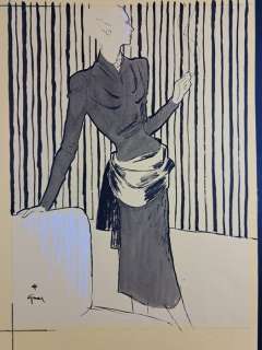 Gruau, René (Renato Zavagli Ricciardelli delle Caminate) - 1 Original colour drawing - Abito per Molyneux | Catawiki