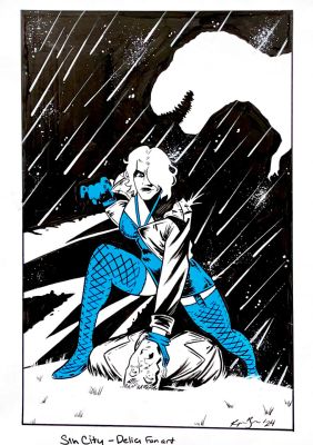 Raymar Brunson | Raymar Brunson - Sin City- Delia - Fan Art | Panel Punk Comics Originals