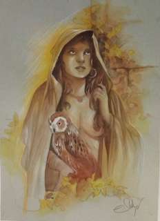 Stalner, Eric - 1 Original colour drawing - Roman de Malemort - Nue au dragonet | Catawiki