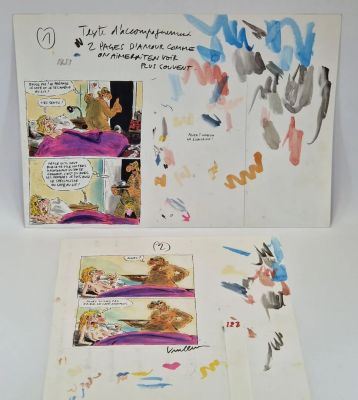 Lot 128 - Vuillemin Philippe, 2 planches originales (gag complet), " 2 pages… | misc / divers