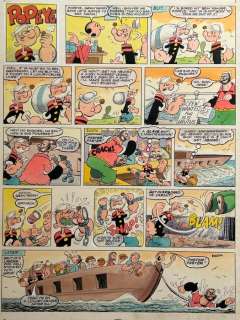 Mevin, Bill - 1 Original colour page - Popeye - Grand Pappy Popeye and Brutus’s Slave Ship - 1978