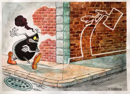 Sommacal, Giorgio - 1 Original colour drawing - Cattivik e La Linea | Catawiki