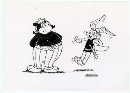 Nicolaou - 1 Original drawing - Placid et Muzo - Hommage à Astérix : 50 ans - 2009