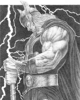 Oscar Garcia Calibos - Thor - Dessin au crayon original - Hand Signed | Catawiki