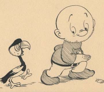 Dulieu, Jean - 1 Original drawing - Paulus de Boskabouter - Paulus met de kleine papegaai - jaren 1950 | Catawiki