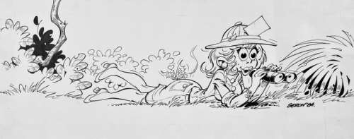 Seron - 1 Original drawing - Les Petits Hommes - les Petits Hommes et les Hommes Singes - 1984 | Catawiki