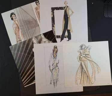 Atelier Valentino - 5 Original colour drawing - Collezione Primavera Estate | Catawiki