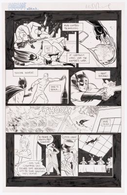 Lot 76 - MICHAEL ALLRED BATMAN BLACK AND WHITE #4 COMIC BOOK PAGE ORIGINAL ART. | Hake’s