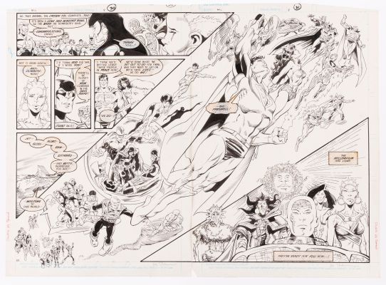 Lot 187 - JOE STATON MILLENNIUM #8 COMIC BOOK DOUBLE PAGE SPREAD ORIGINAL ART. | Hake’s