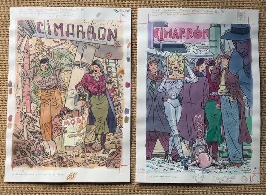 Torres, Daniel - 2 Original colour drawing - Ilustraciones publicidad - Cimarrón Moda - 1985 | Catawiki