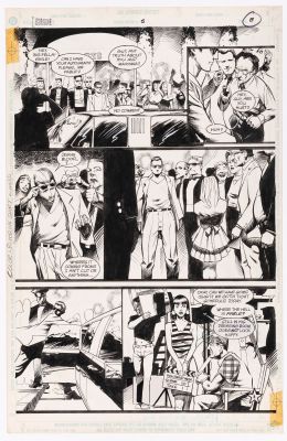 Lot 6 - CHRIS BACHALO SHADE, THE CHANGING MAN VOL. 2 #5 COMIC BOOK PAGE ORIGINAL ART. | Hake’s