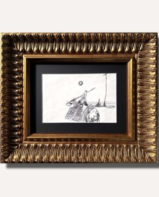 Sergio Topp Encadré - Original Ink Drawing – Warrior with Spear – Hand Signed | Catawiki