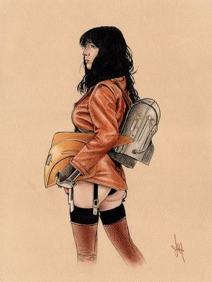 Daniel Cayuela - 1 Original drawing - Rocketeer - Rocket Girl - 2025 | Catawiki
