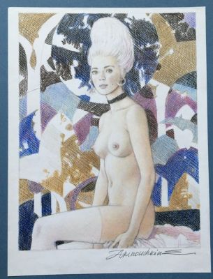 ’Arinouchkine, Andreï - 1 Original colour drawing - Jeune femme - 2022