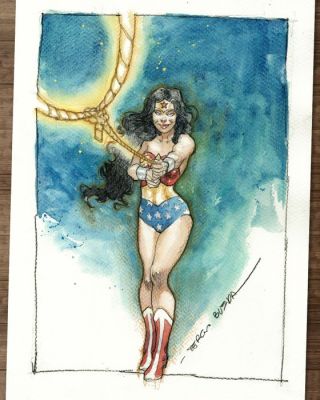 Bleda, Sergio - Original colour drawing - Wonder Woman: Lasso of Truth - Hand Signed | Catawiki
