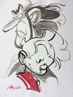 Munuera | Original composition type "Hors - Texte Spirouâ€ with exceptional signature in red colour. | Catawiki