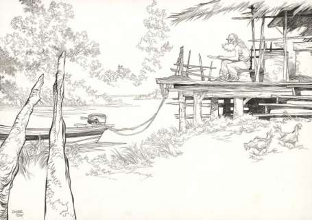 Olivier Pont | Illustration originale, pour le tirage Bulles au Mans - Le Rituel - Un putain de salopard | Daniel Maghen