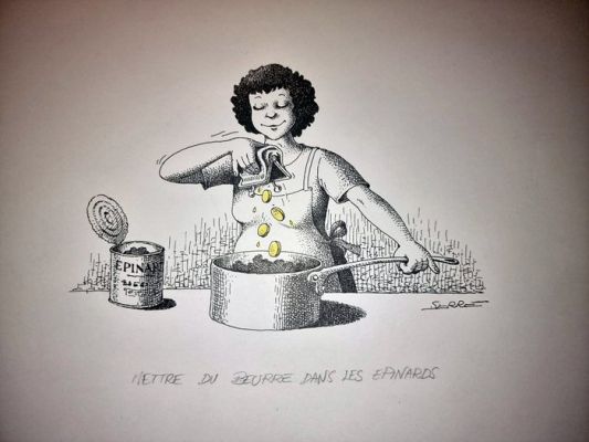 Serre, Claude - 1 Original drawing - Le Beurre - « Mettre du beurre dans les épinards » - 1994 | Catawiki