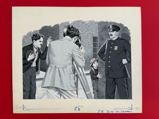 James Edwin McConnell - 1 Original drawing - Charlie Chaplin am Filmset | Catawiki