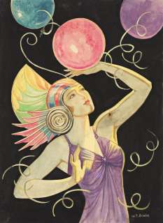 WLADYSLAW THEODOR BENDA Woman with headdress and balloons. | Swann Galleries