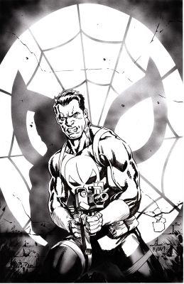 PUNISHER VS SPIDER-MAN #4 ORIGINAL COVER ART BY ADAM GORHAM | Scott’s Collectables