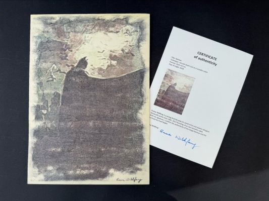 Emma Wildfang - 1 Original drawing - Batman - The Dark Knight - Ink and Chark Coal on a Wooden Plate (incl. Certificate) - 2018 | Catawiki