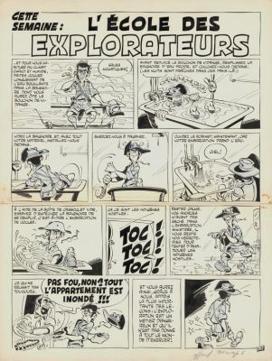 Marcel Gotlib | Double planche originale, L’Ecole des explorateurs | Daniel Maghen