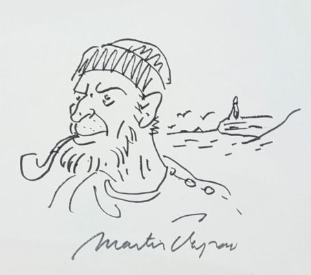 Martin Veyron - 1 Dessin original - Pêcheur breton