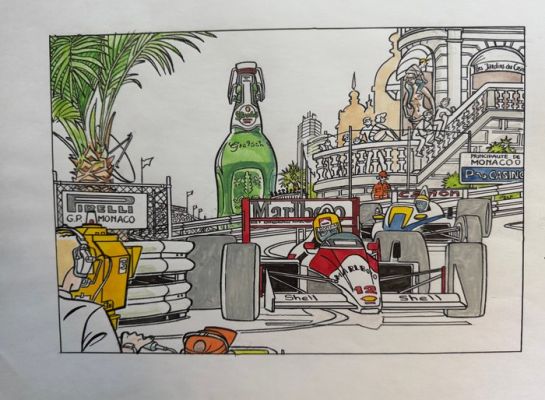 Kuijpers, Henk - 1 Original colour drawing - Franka - GP Monaco straatrace | Catawiki
