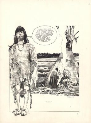 Sergio Toppi | Planche originale n°01 avec sa mise en couleurs à la gouache au dos - Tant que je vivrai | Daniel Maghen