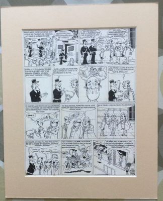 Devos, Jacques - 1 Original page - Génial Olivier - Eindpagina Alle gekheid op een springstok/Geniale Olivier springt een gat in de lucht - 1976 | Catawiki