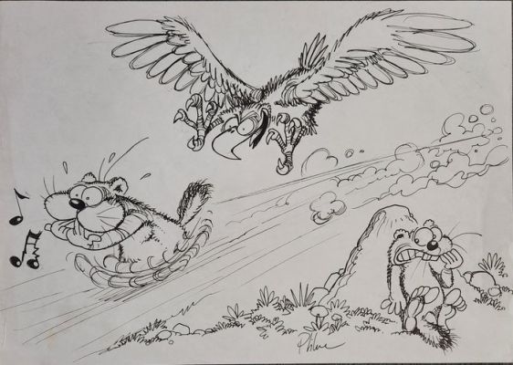 Ptiluc - 1 Original drawing - Pacush Blues - Pacush Blues | Catawiki